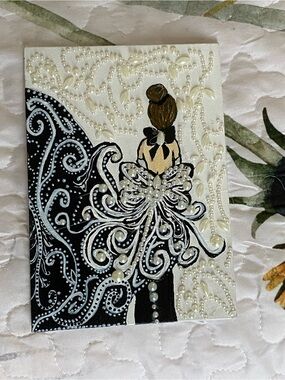 Pearls After midnight A 5X7 Acrylic Painting With 3D Stickers